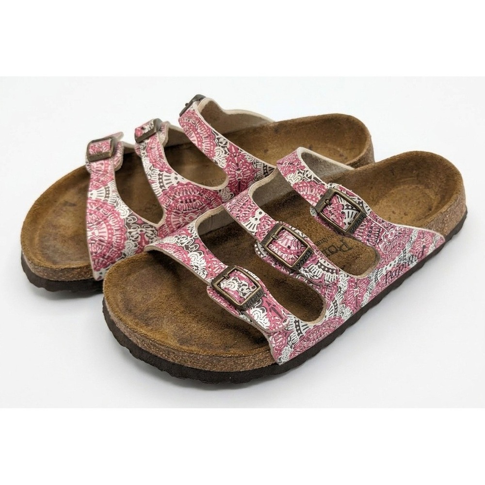 Papillio Sandals by Birkenstock, Pink Print, 3 Adjustable Straps, Size 38 / 7 - Picture 5 of 12